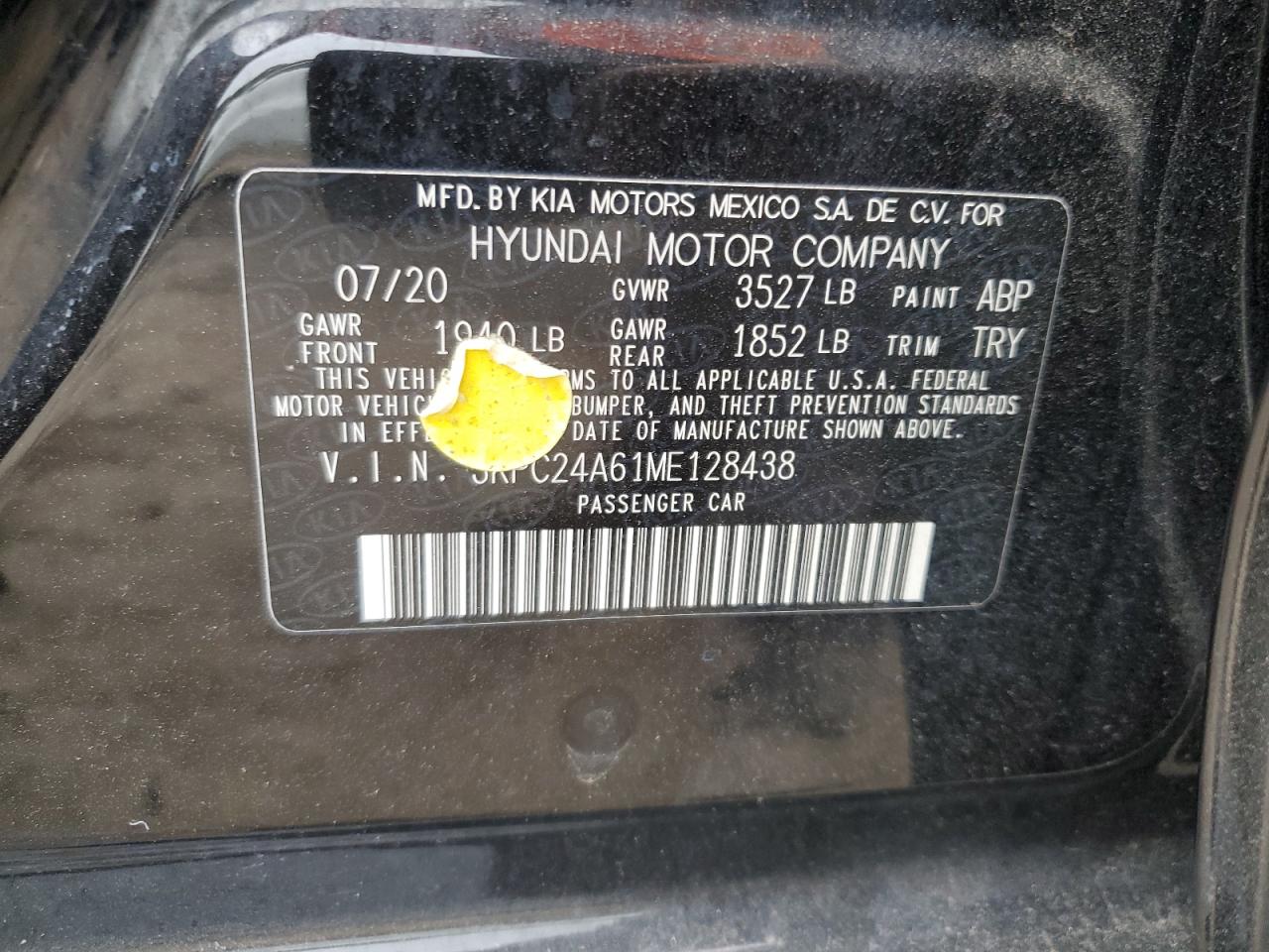 2021 Hyundai Accent VIN 3KPC24A61ME128438 Copart auction photo, all over damage thumbnail 12