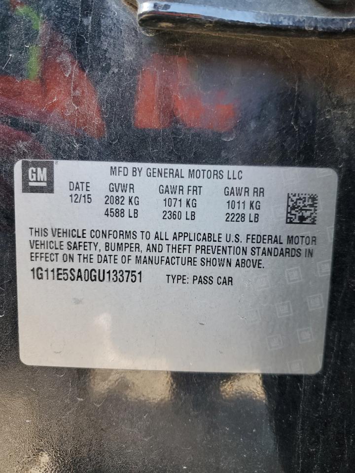 2016 Chevrolet Malibu VIN 1G11E5SA0GU133751 Copart auction photo, all over damage thumbnail 13