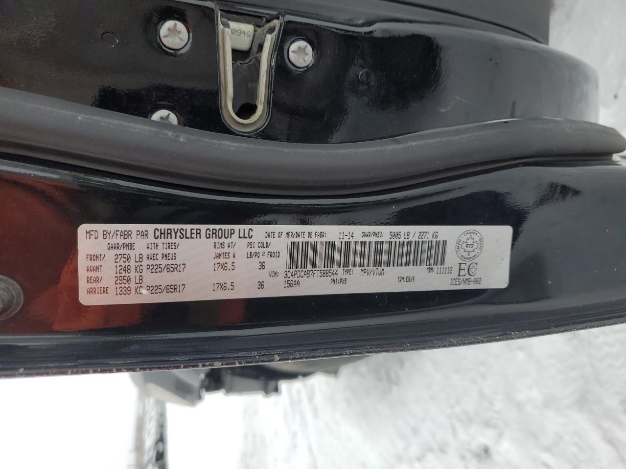 2015 Dodge Journey VIN 3C4PDCAB7FT588544 Copart auction photo, front end / minor dent/scratches damage thumbnail 14