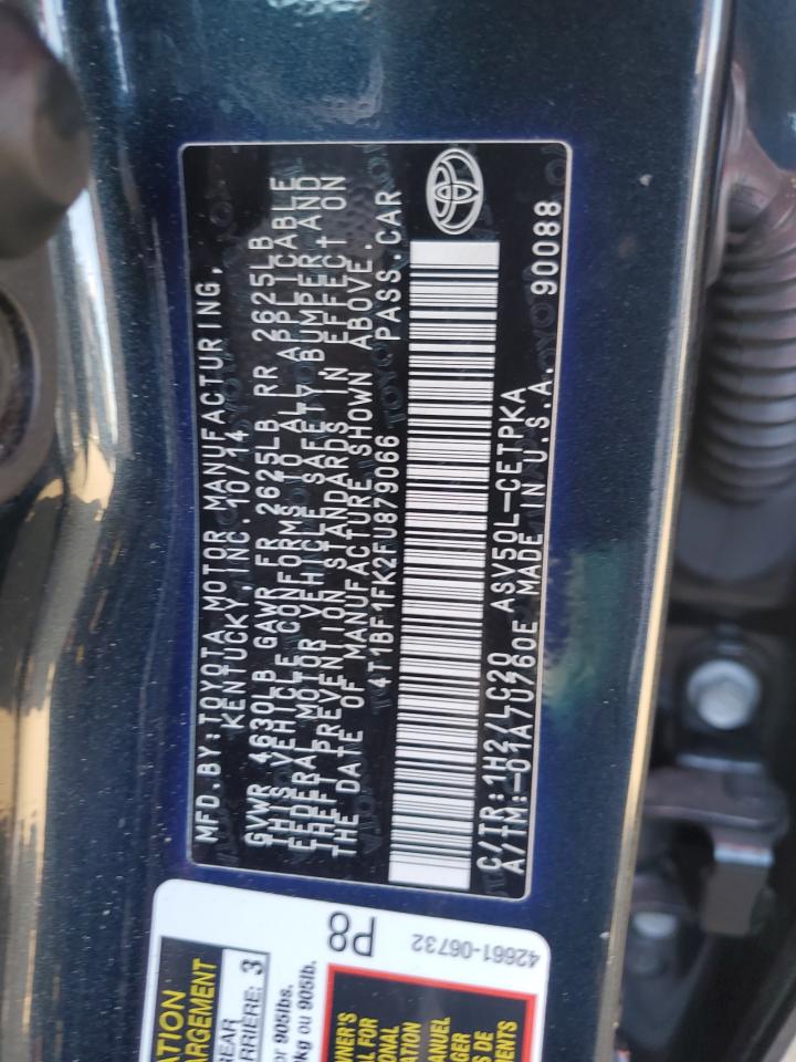 2015 Toyota Camry VIN 4T1BF1FK2FU879066 Copart auction photo, rear end damage thumbnail 12