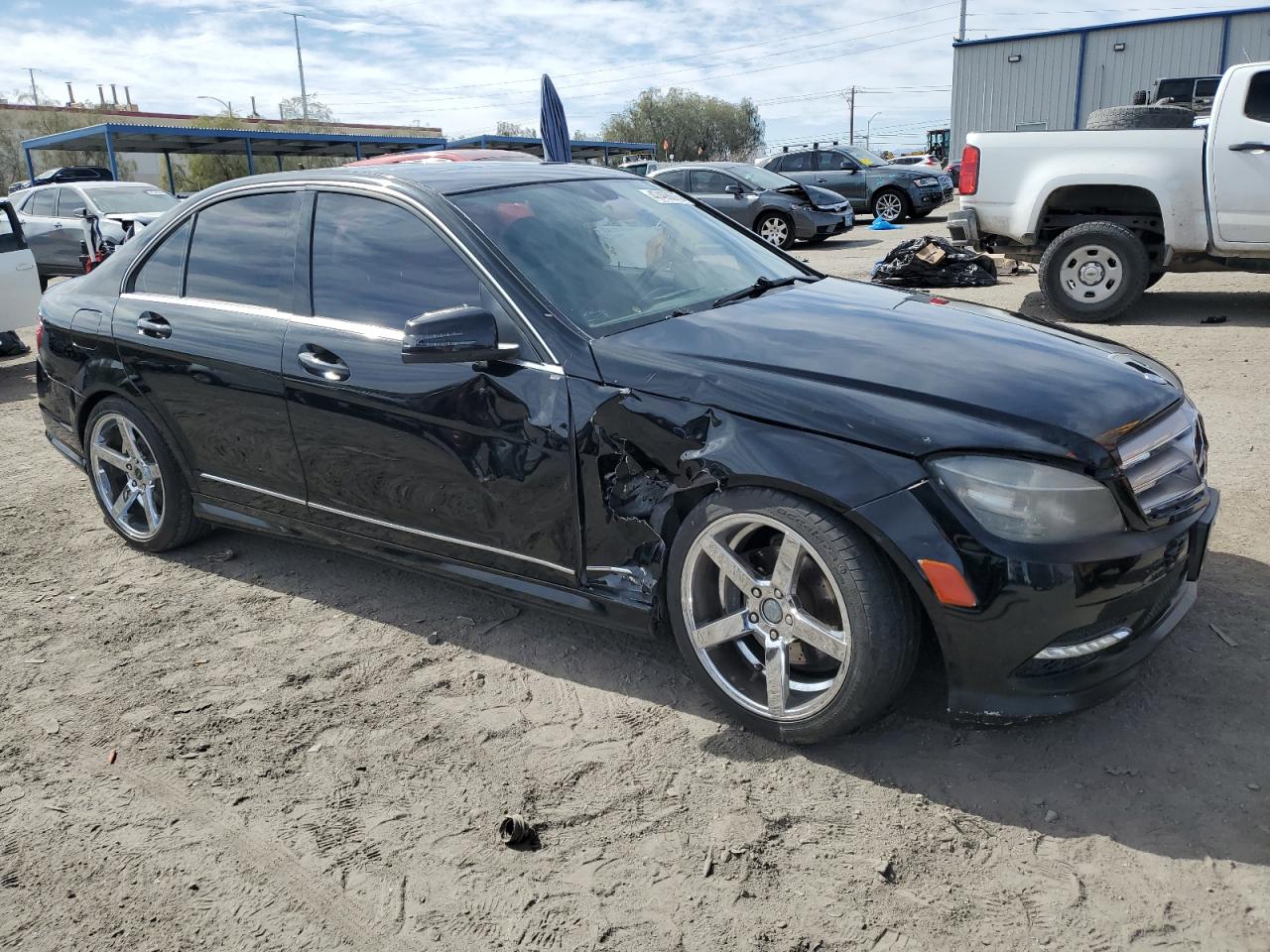 2011 Mercedes-Benz C-klasse VIN WDDGF5EB3BA521186 Copart auction photo, front end / side damage thumbnail 4