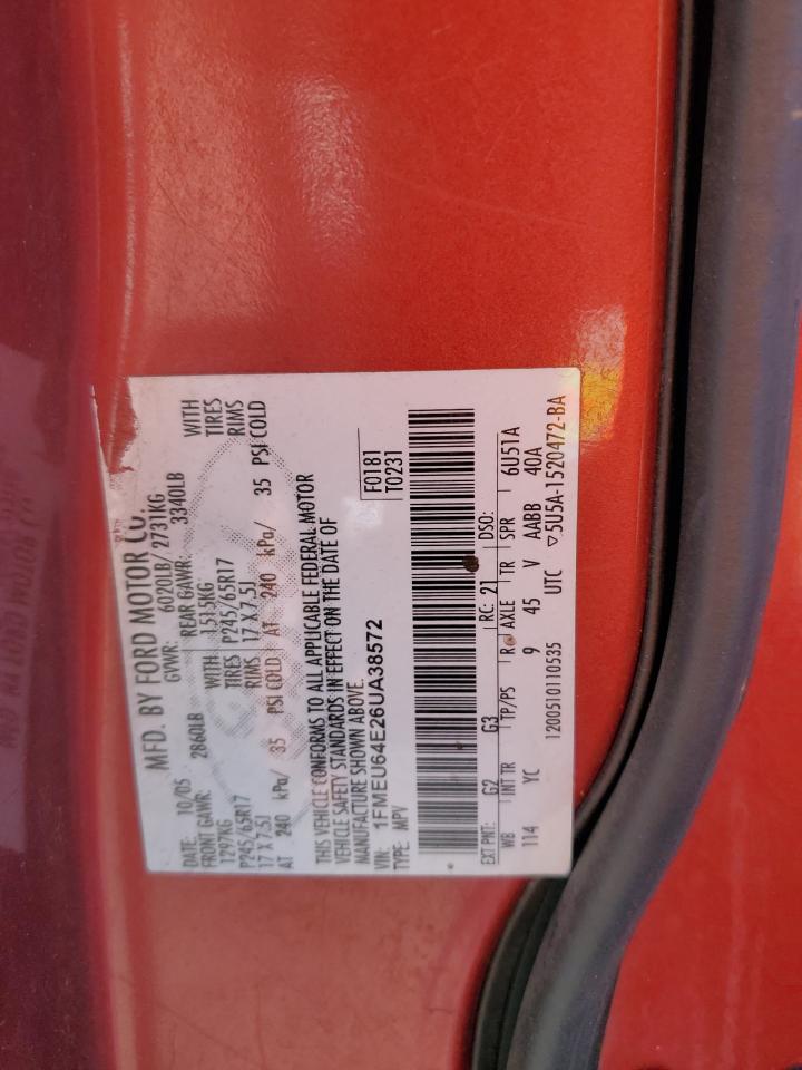 2006 Ford Explorer VIN 1FMEU64E26UA38572 Copart auction photo, front end damage thumbnail 14