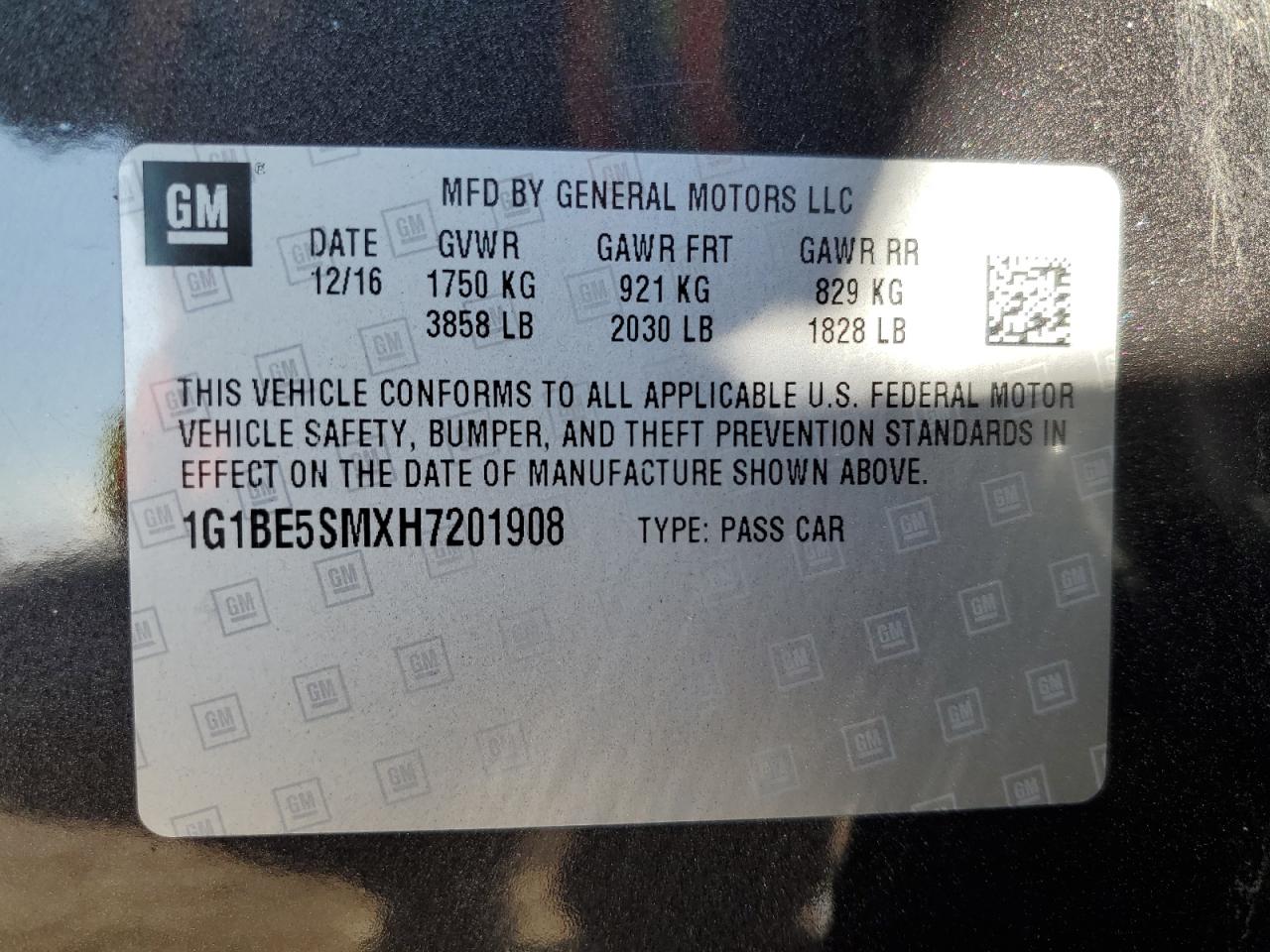 2017 Chevrolet Cruze VIN 1G1BE5SMXH7201908 Copart auction photo, front end damage thumbnail 12