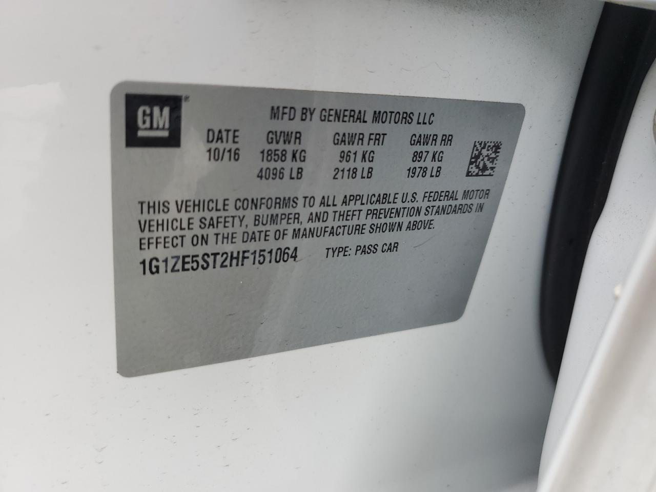 2017 Chevrolet Malibu VIN 1G1ZE5ST2HF151064 Copart auction photo, rear end damage thumbnail 12