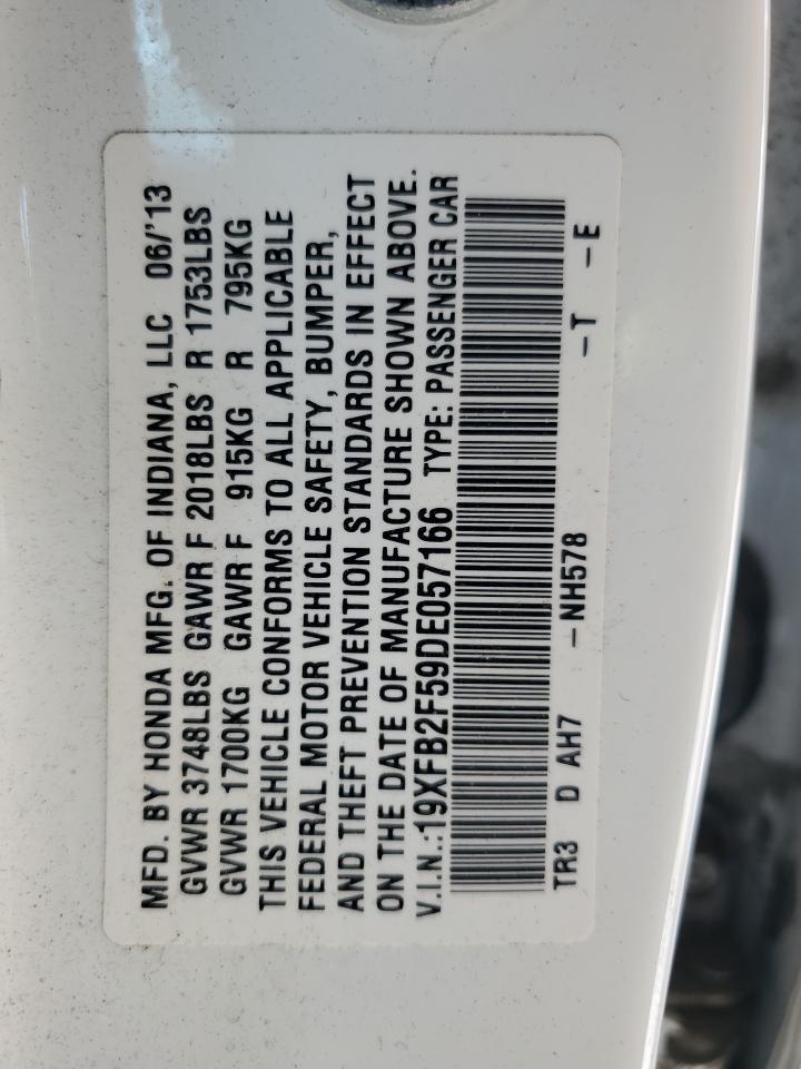 2013 Honda Civic VIN 19XFB2F59DE057166 Copart auction photo, all over / undercarriage damage thumbnail 12