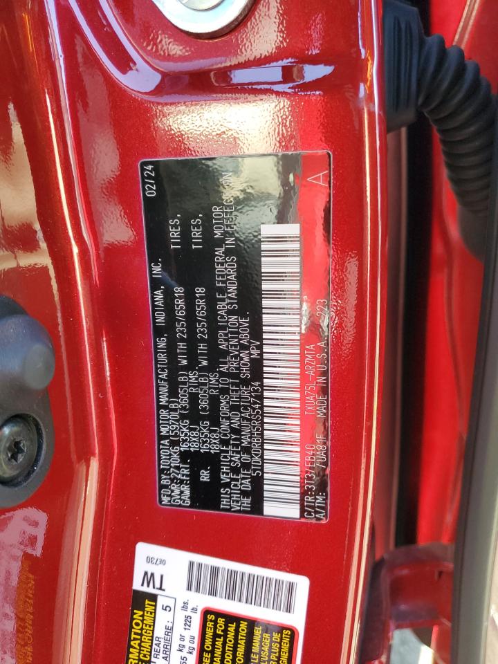 2024 Toyota Highlander VIN 5TDKDRBH5RS547134 Copart auction photo, side / front end damage thumbnail 13