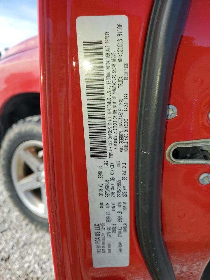 2016 RAM 1500 VIN 3C6RR7LT1GG214519 Copart auction photo, rear end damage thumbnail 14