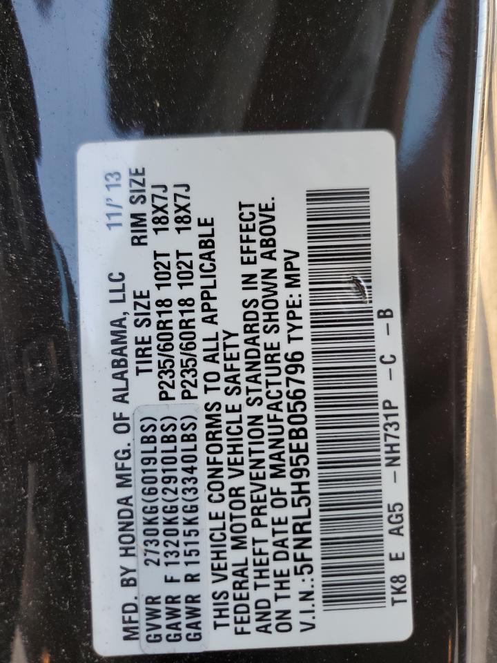 2014 Honda Odyssey VIN 5FNRL5H95EB056796 Copart auction photo, side damage thumbnail 12