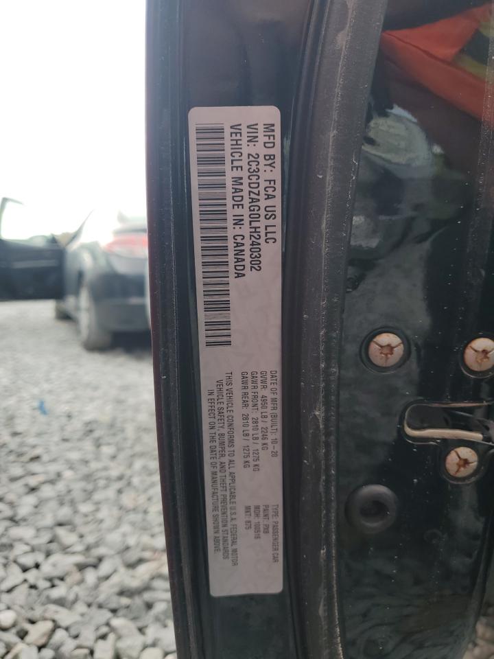 2020 Dodge Challenger VIN 2C3CDZAG0LH240302 Copart auction photo, rear end / front end damage thumbnail 12