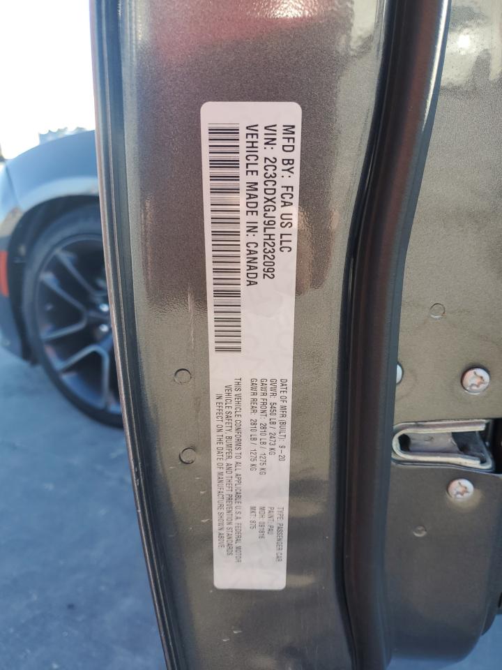 2020 Dodge Charger VIN 2C3CDXGJ9LH232092 Copart auction photo, front end damage thumbnail 14