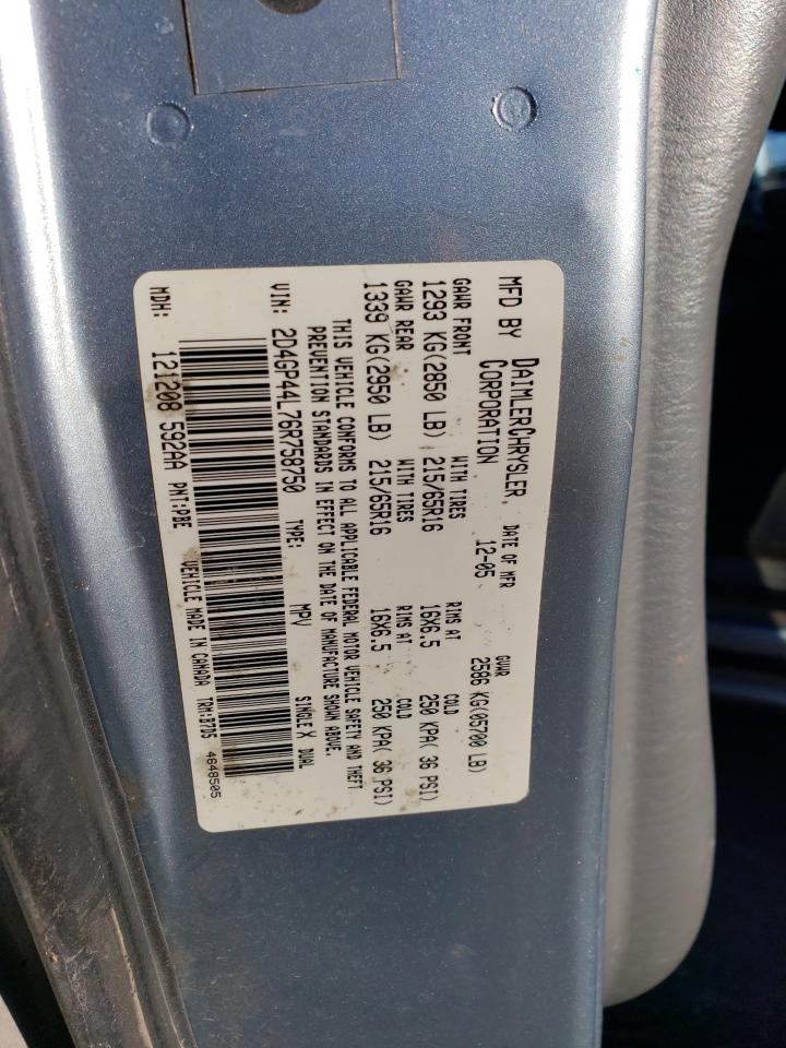 2006 Dodge Caravan VIN 2D4GP44L76R758750 Copart auction photo, front end damage thumbnail 15