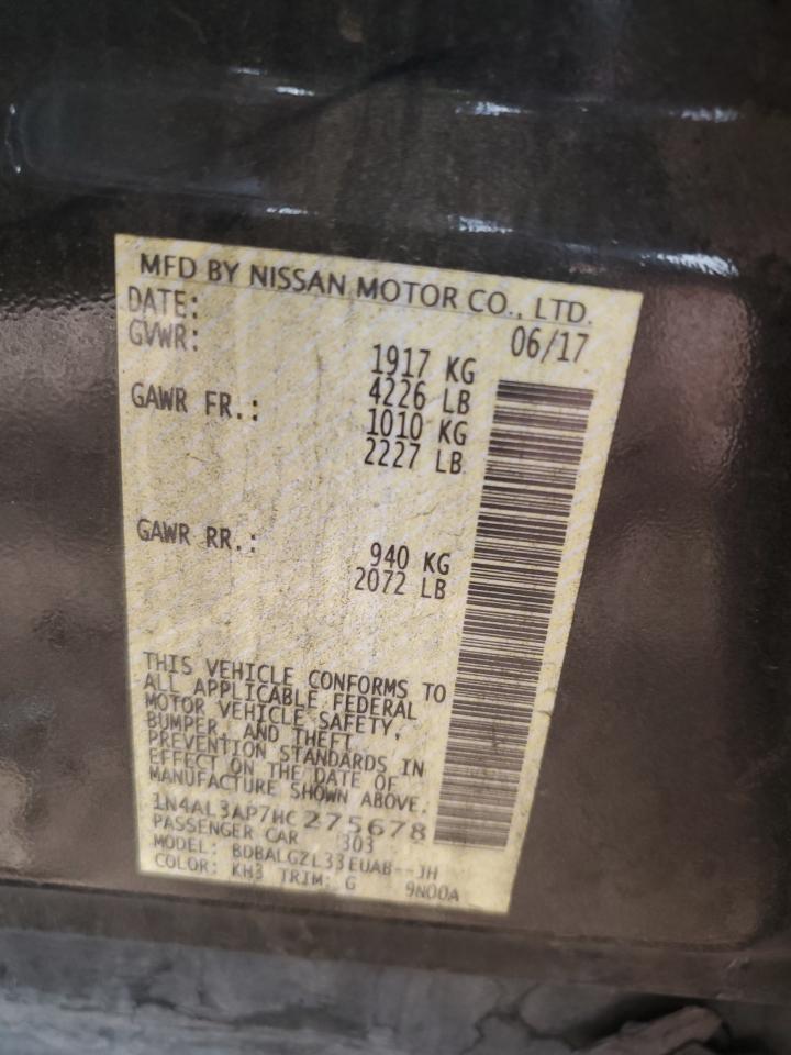 2017 Nissan Altima VIN 1N4AL3AP7HC275678 Copart auction photo, all over damage thumbnail 12