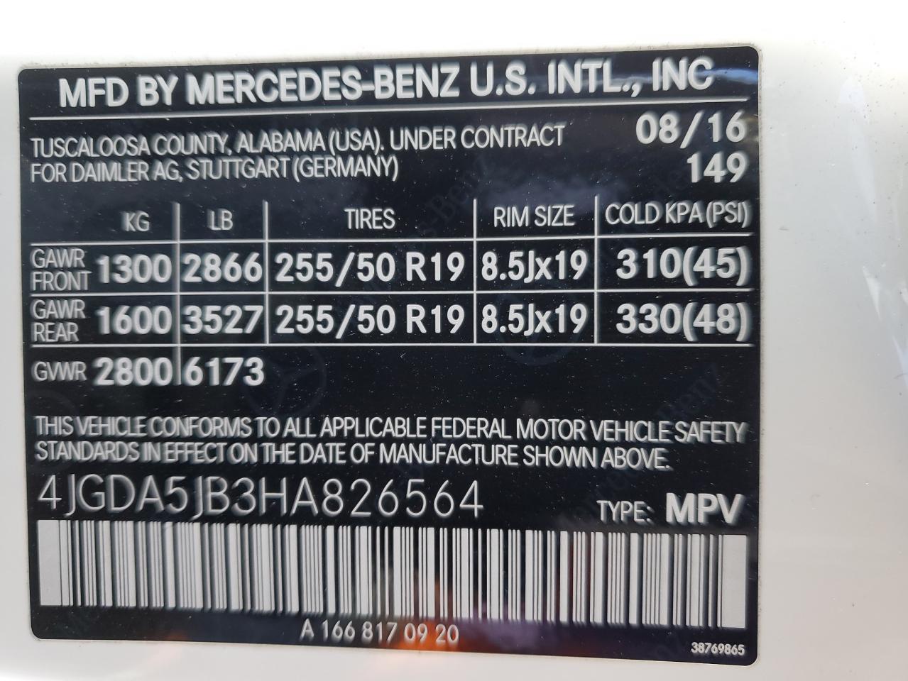 2017 Mercedes-Benz GLE VIN 4JGDA5JB3HA826564 Copart auction photo, front end damage thumbnail 14