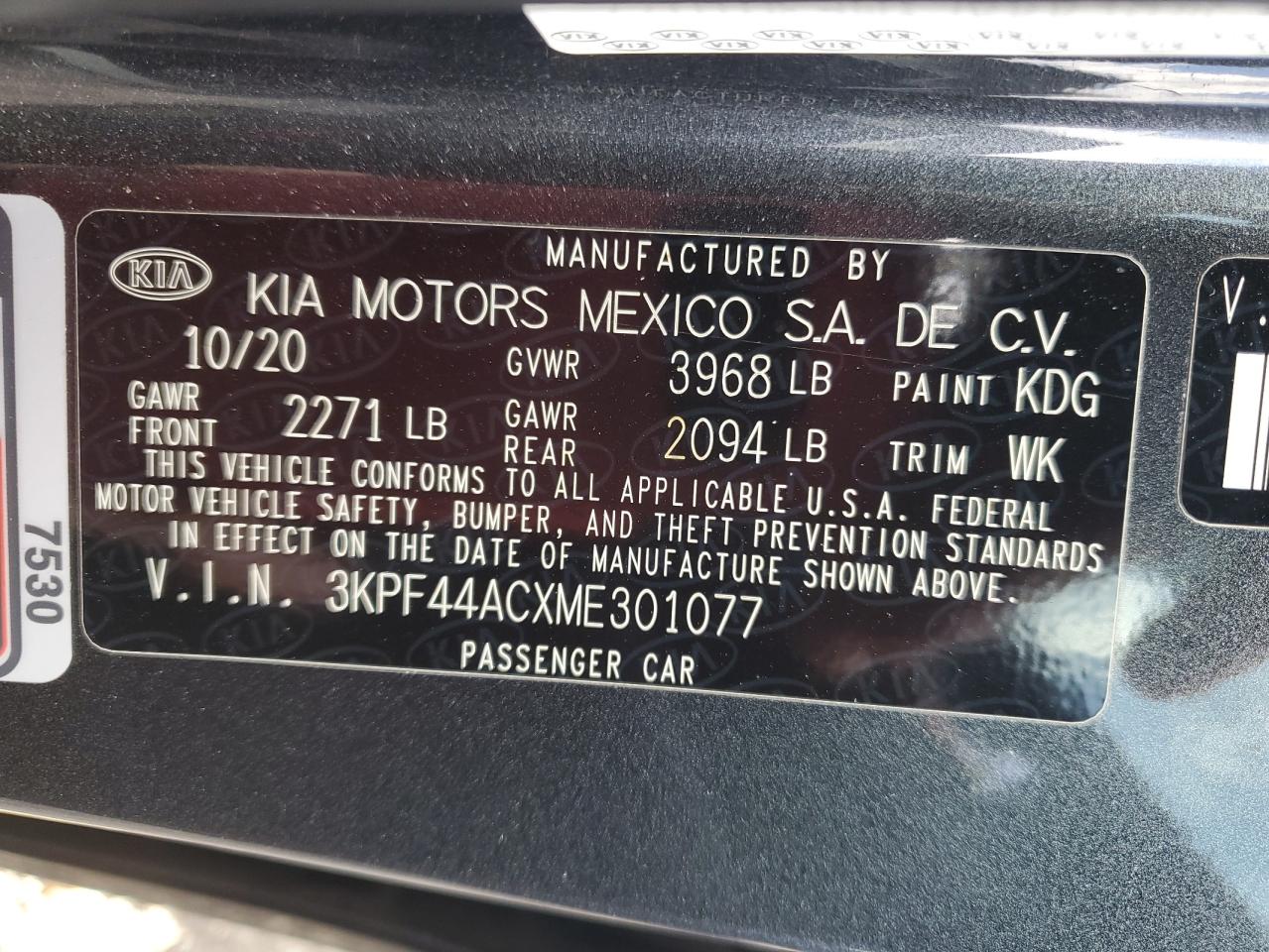 2021 KIA Forte VIN 3KPF44ACXME301077 Copart auction photo, front end / minor dent/scratches damage thumbnail 12