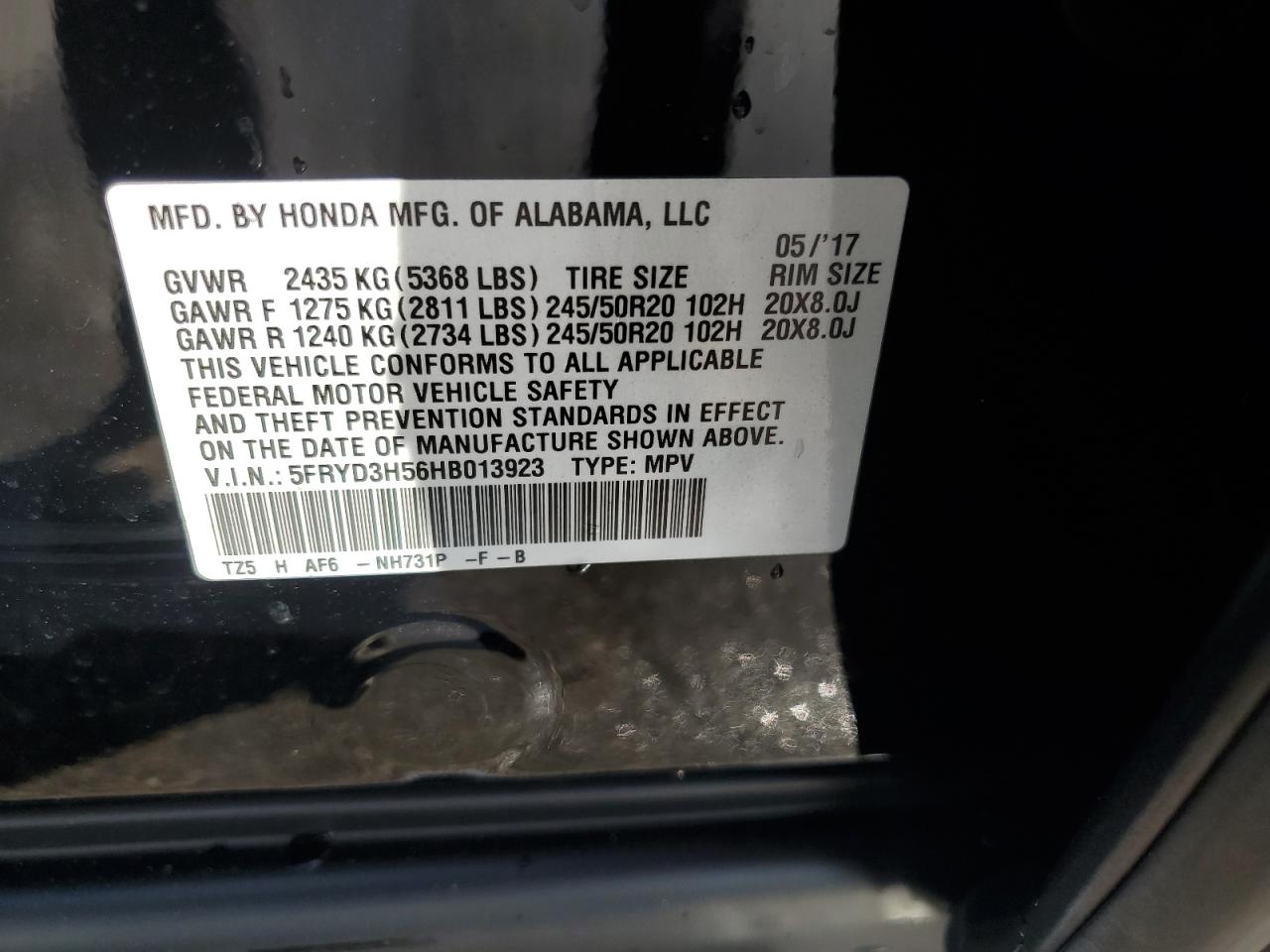 2017 Acura MDX VIN 5FRYD3H56HB013923 Copart auction photo, front end / minor dent/scratches damage thumbnail 13