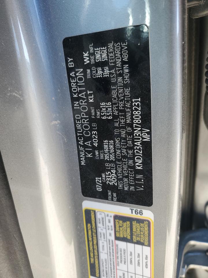 2022 KIA Soul VIN KNDJ23AU3N7808231 Copart auction photo, front end / minor dent/scratches damage thumbnail 13