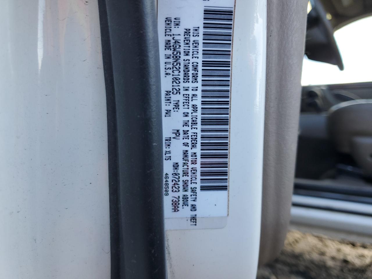 2002 Jeep Grand Cherokee VIN 1J4GW58N52C102125 Copart auction photo, mechanical damage thumbnail 12