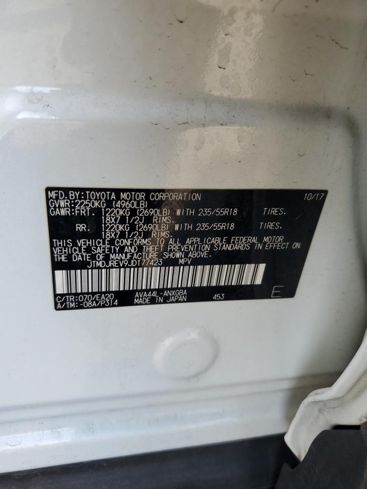 2018 Toyota RAV 4 VIN JTMDJREV9JD177423 Copart auction photo, front end damage thumbnail 14