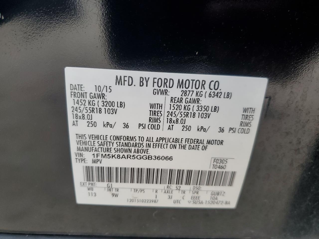 2016 Ford Explorer VIN 1FM5K8AR5GGB36066 Copart auction photo, minor dent/scratches damage thumbnail 12