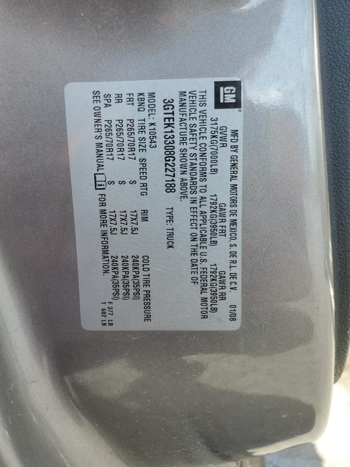 2008 GMC Sierra VIN 3GTEK13308G227188 Copart auction photo, minor dent/scratches damage thumbnail 12