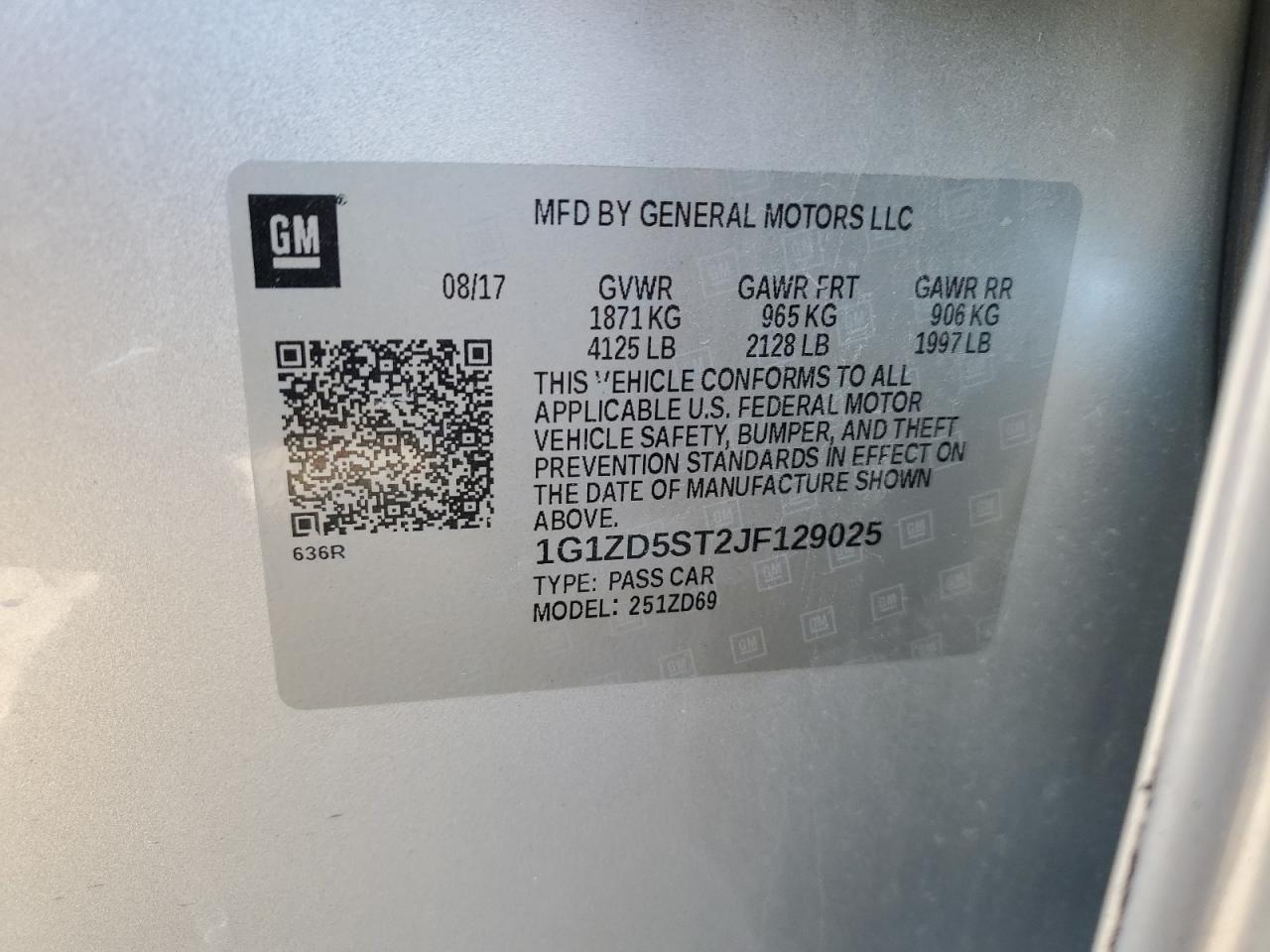 2018 Chevrolet Malibu VIN 1G1ZD5ST2JF129025 Copart auction photo, rear end damage thumbnail 12