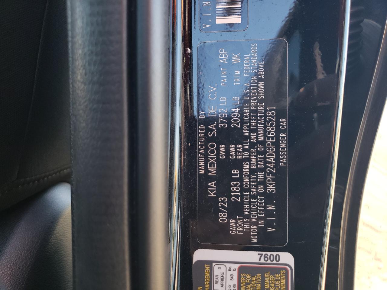 2023 KIA Forte VIN 3KPF24AD6PE685281 Copart auction photo, rear end / minor dent/scratches damage thumbnail 13