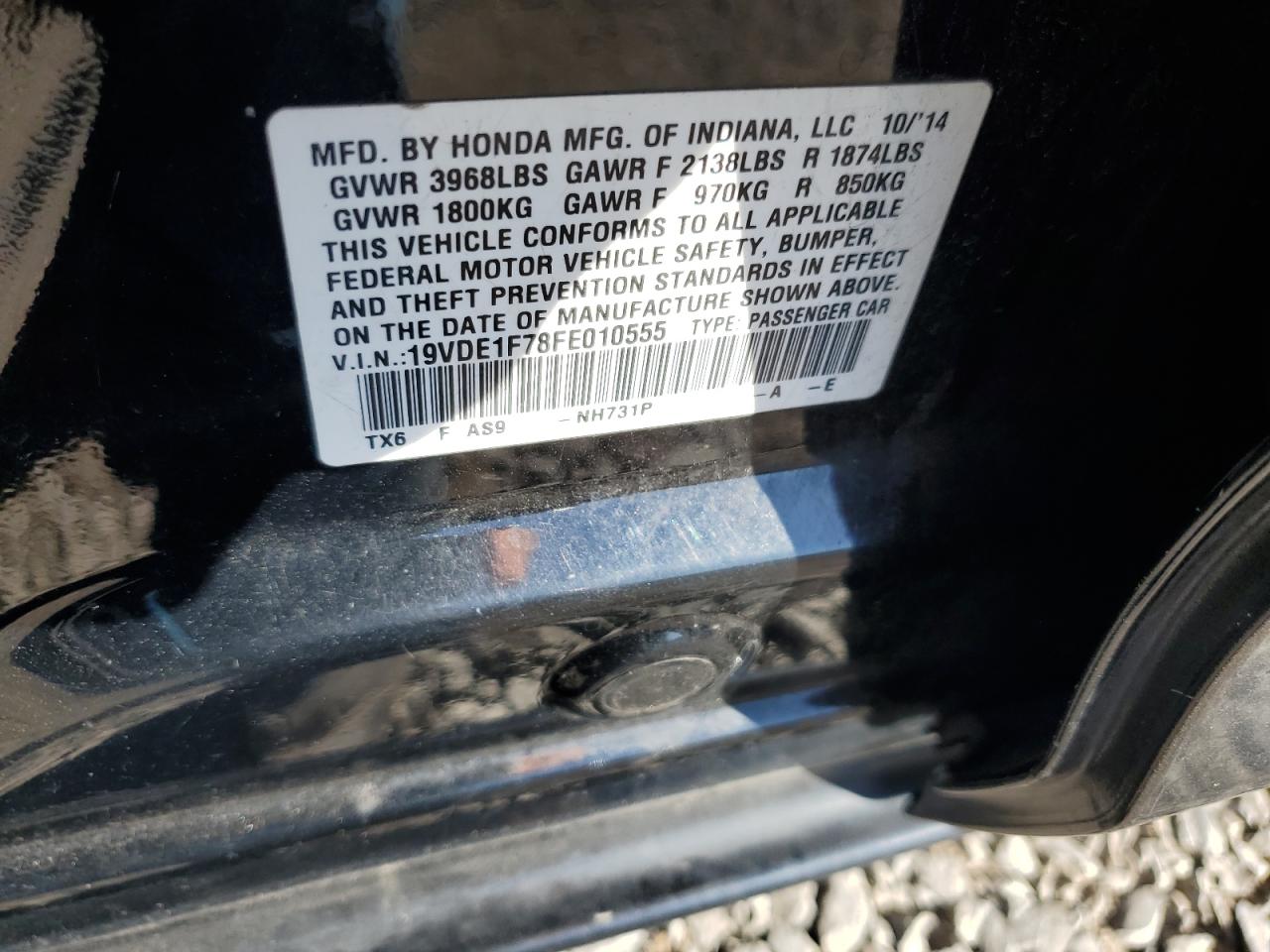 2015 Acura ILX VIN 19VDE1F78FE010555 Copart auction photo, front end / side damage thumbnail 12
