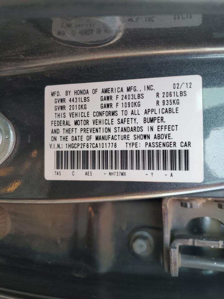 2012 Honda Accord VIN 1HGCP2F87CA101778 Copart auction photo, all over damage thumbnail 13
