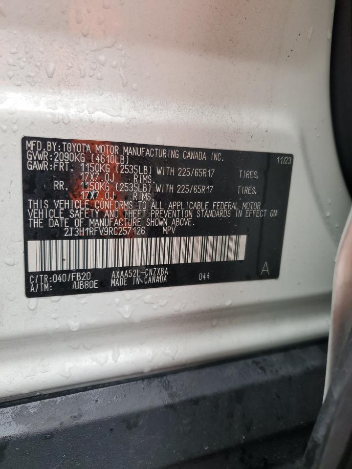 2024 Toyota RAV 4 VIN 2T3H1RFV9RC257126 Copart auction photo, rear end / side damage thumbnail 14