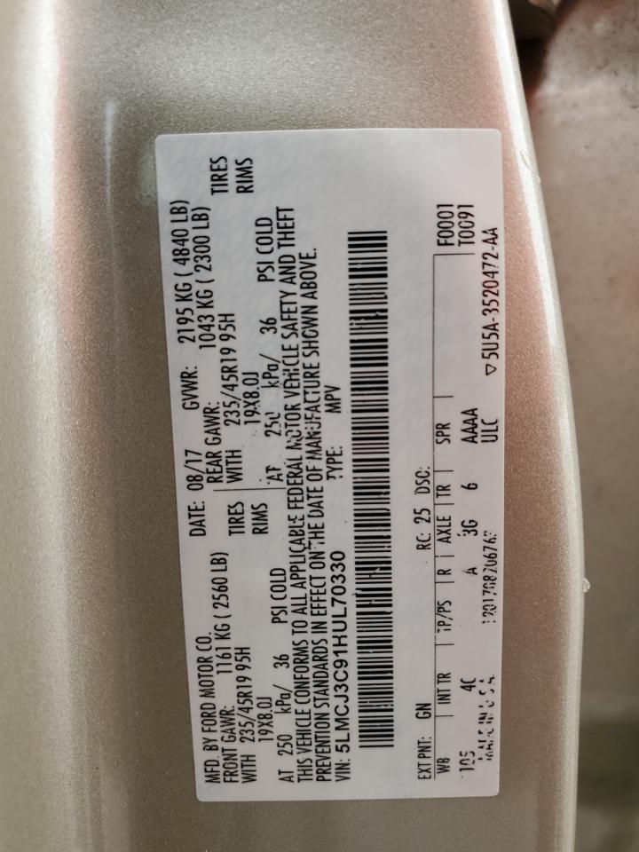 2017 Lincoln MKC VIN 5LMCJ3C91HUL70330 Copart auction photo, front end damage thumbnail 13