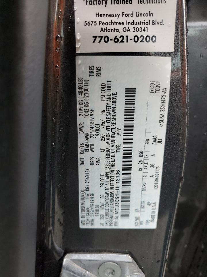 2017 Lincoln MKC VIN 5LMCJ3C91HUL12136 Copart auction photo, vandalism / all over damage thumbnail 14