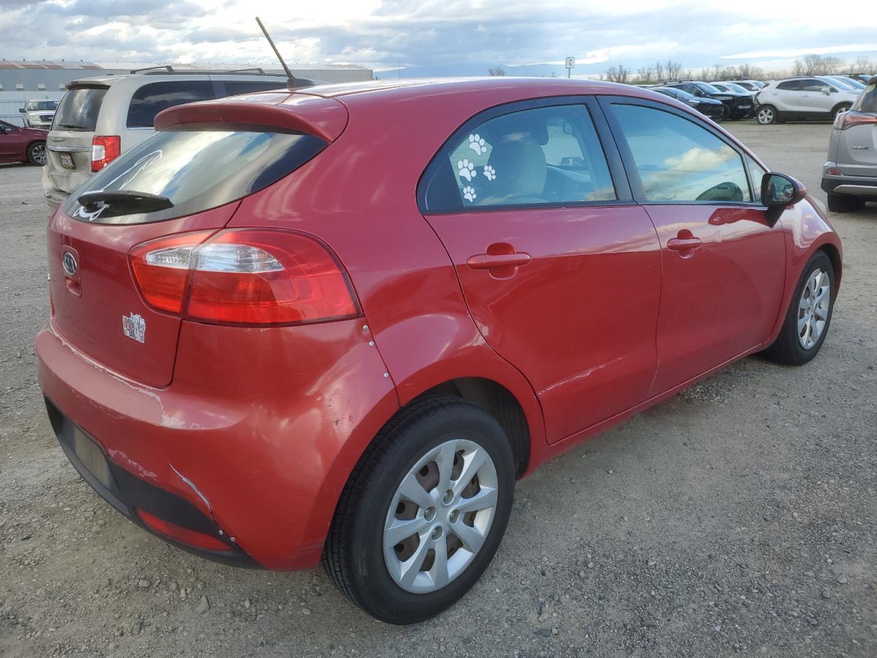 2012 KIA Rio VIN KNADM5A39C6013680 Copart auction photo, front end / side damage thumbnail 3