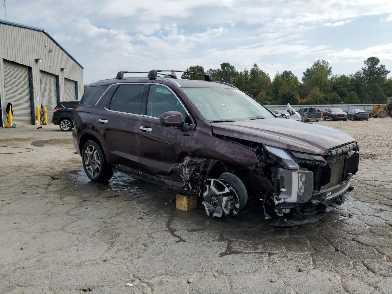 2023 Hyundai Palisade VIN KM8R5DGE9PU575276 Copart auction photo, front end / side damage thumbnail 4