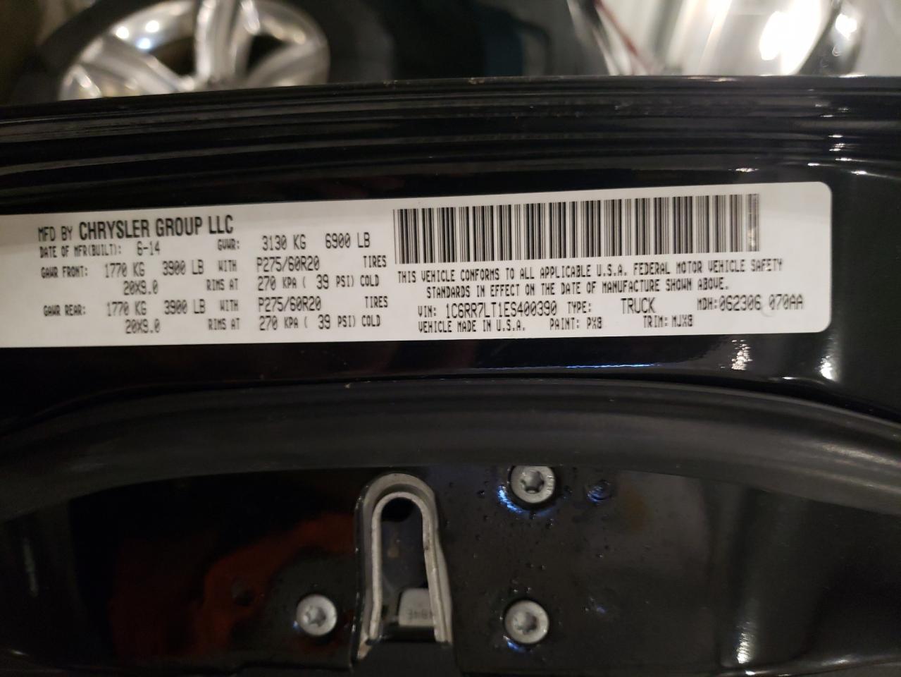 2014 RAM 1500 VIN 1C6RR7LT1ES400390 Copart auction photo, front end / side damage thumbnail 12