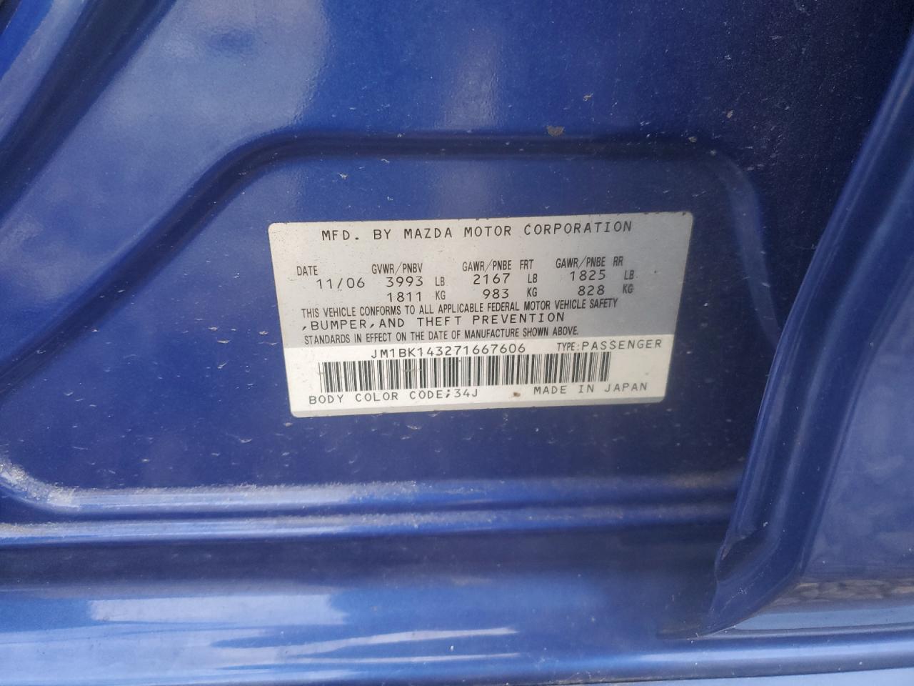 2007 Mazda 3 VIN JM1BK143271667606 Copart auction photo, rear end / burn - engine damage thumbnail 13