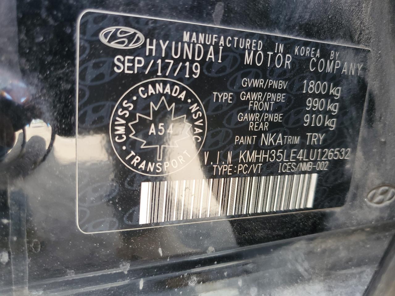 2020 Hyundai Elantra VIN KMHH35LE4LU126532 Copart auction photo, front end damage thumbnail 12