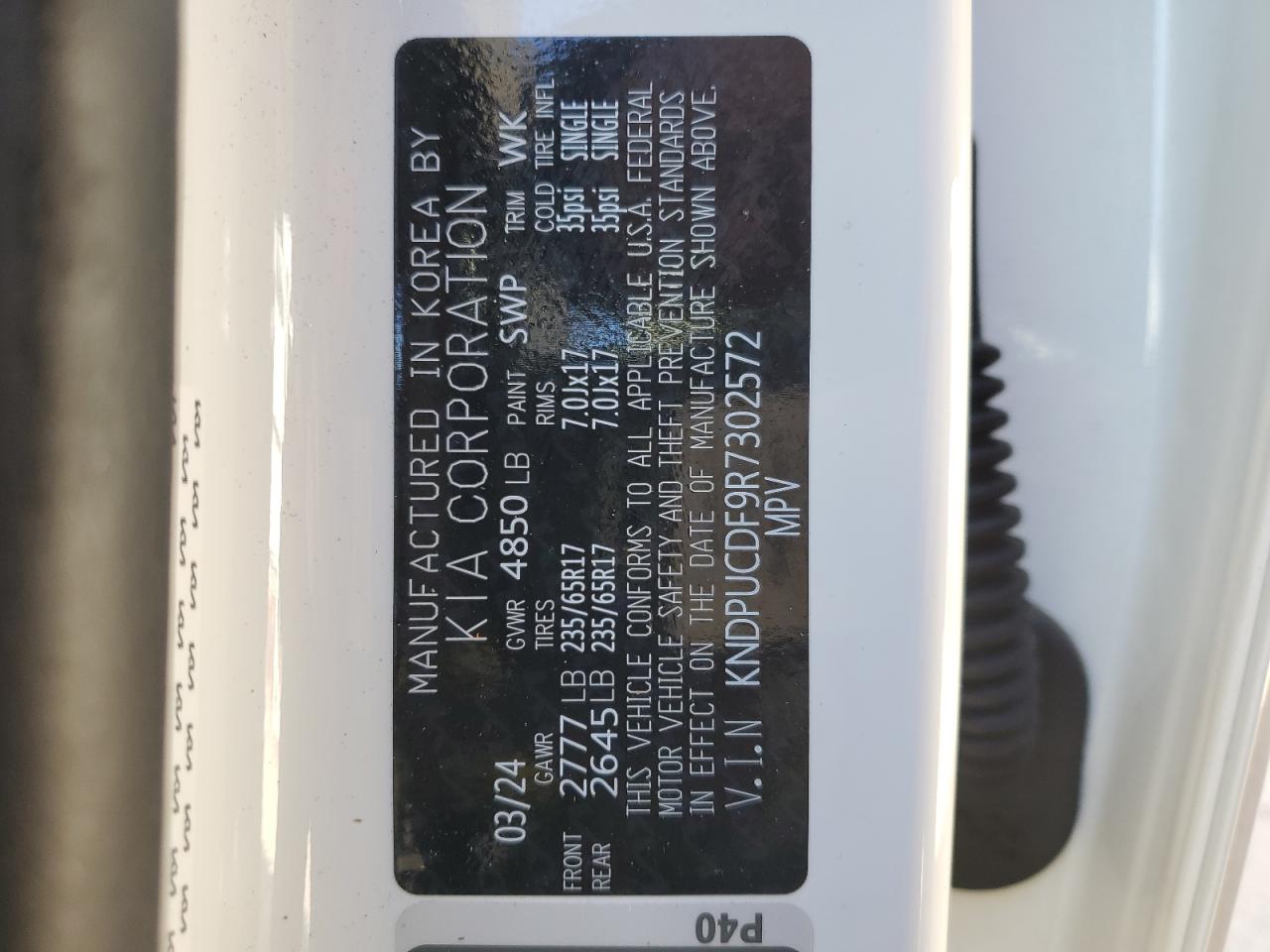 2024 KIA Sportage VIN KNDPUCDF9R7302572 Copart auction photo, front end damage thumbnail 14