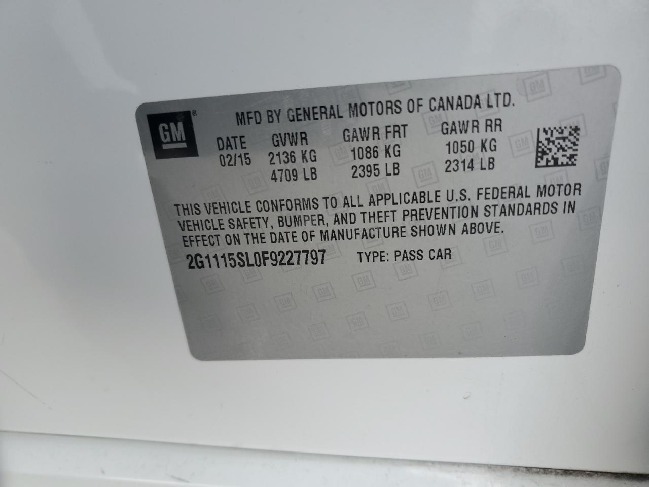 2015 Chevrolet Impala VIN 2G1115SL0F9227797 Copart auction photo, front end / undercarriage damage thumbnail 12