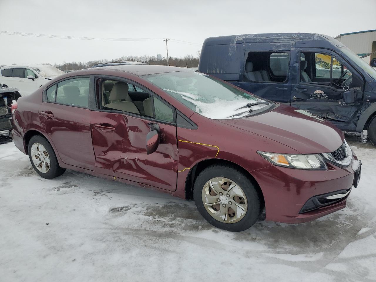2013 Honda Civic VIN 2HGFB2F56DH535971 Copart auction photo, side damage thumbnail 4