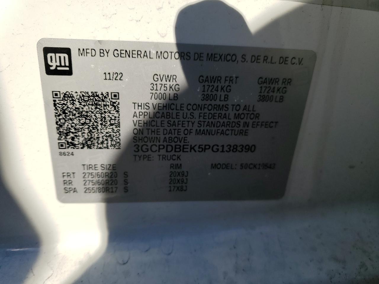 2023 Chevrolet Silverado VIN 3GCPDBEK5PG138390 Copart auction photo, front end damage thumbnail 14