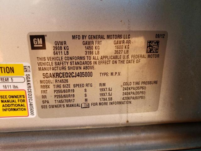 2012 Buick Enclave VIN 5GAKRCED2CJ405000 Copart auction photo, front end damage thumbnail 13