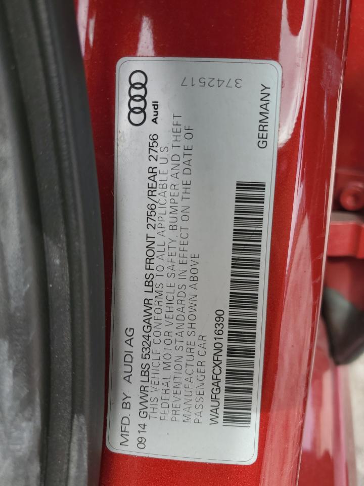 2015 Audi A6 VIN WAUFGAFCXFN016390 Copart auction photo, water/flood / front end damage thumbnail 13