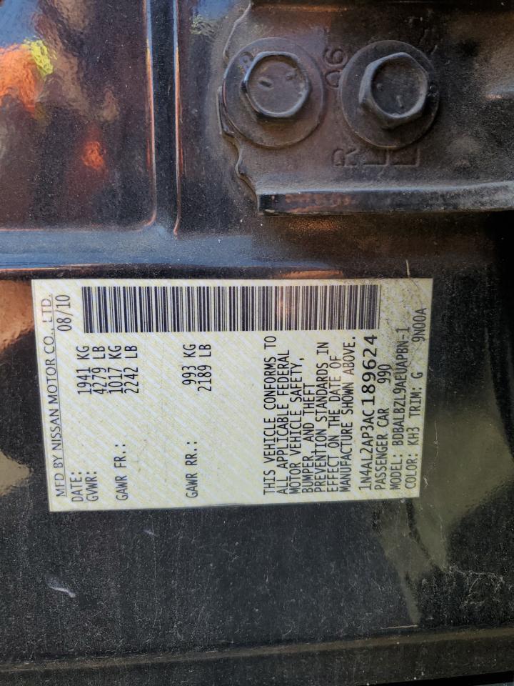 2010 Nissan Altima VIN 1N4AL2AP3AC189624 Copart auction photo, side / front end damage thumbnail 12