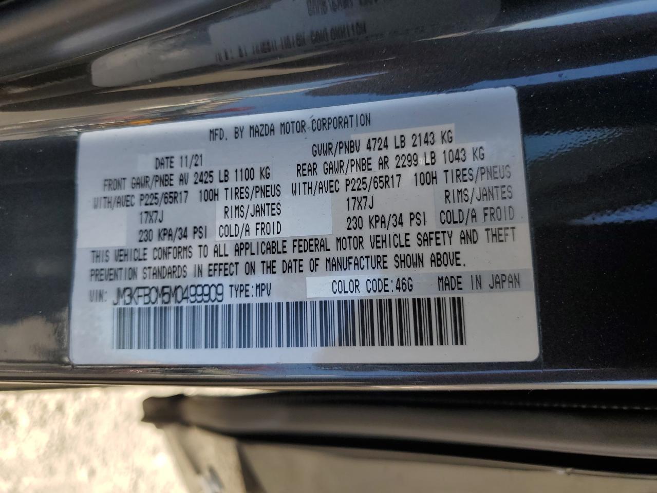2021 Mazda 3 VIN JM3KFBCM5M0499909 Copart auction photo, front end / side damage thumbnail 16
