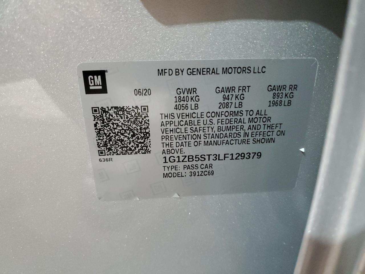 2020 Chevrolet Malibu VIN 1G1ZB5ST3LF129379 Copart auction photo, front end damage thumbnail 12