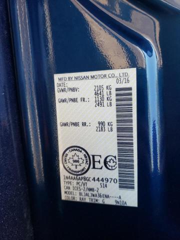 2016 Nissan Maxima VIN 1N4AA6AP8GC444970 Copart auction photo, rear end / undercarriage damage thumbnail 13