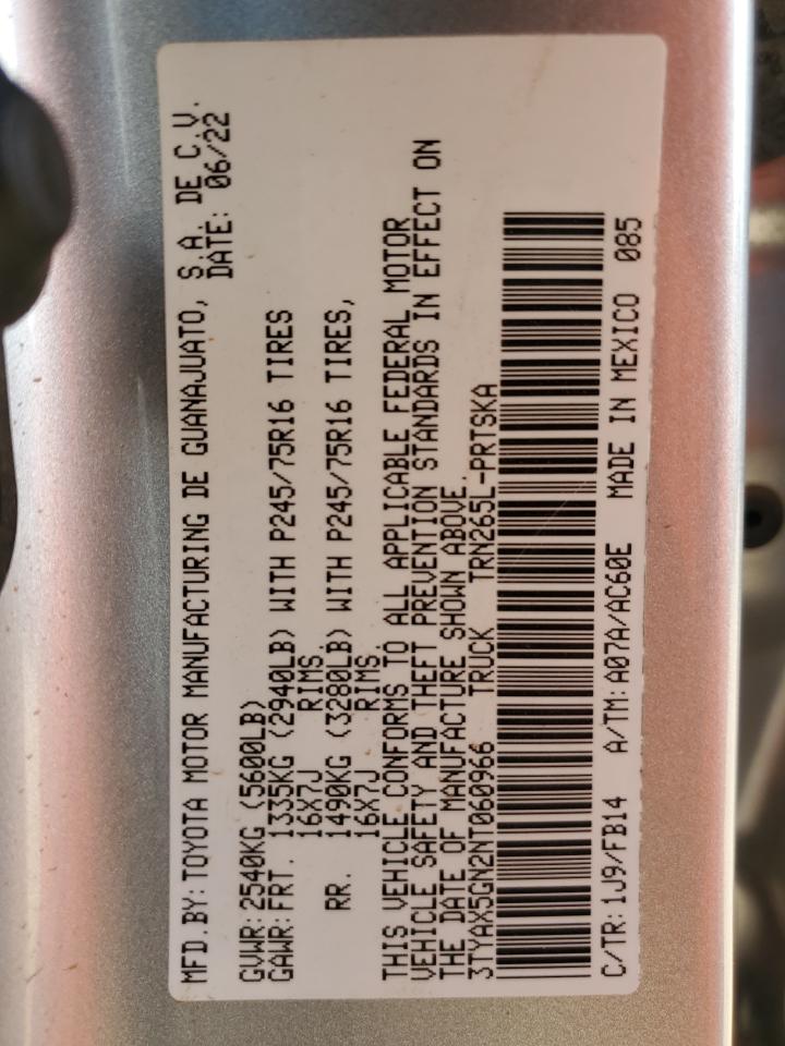 2022 Toyota Tacoma VIN 3TYAX5GN2NT060966 Copart auction photo, frame damage / minor dent/scratches damage thumbnail 15