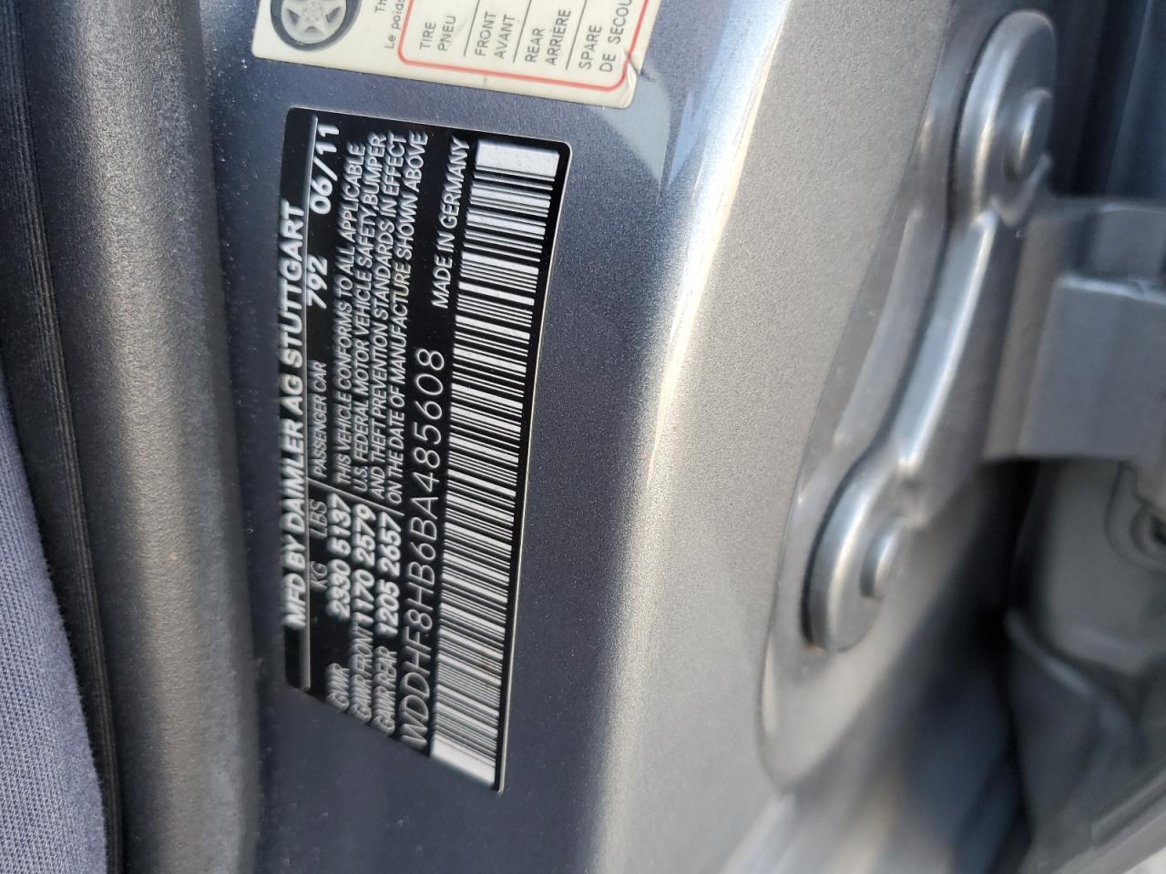 2011 Mercedes-Benz E-klasse VIN WDDHF8HB6BA485608 Copart auction photo, undercarriage / front end damage thumbnail 12