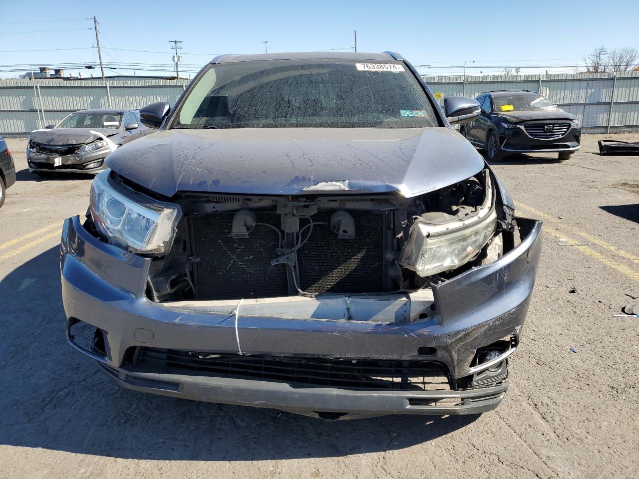 2015 Toyota Highlander VIN 5TDJKRFH4FS172733 Copart auction photo, front end damage thumbnail 5