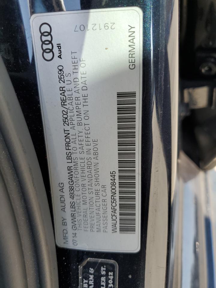 2015 Audi A6 VIN WAUCFAFC5FN008445 Copart auction photo, front end damage thumbnail 14
